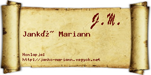Jankó Mariann névjegykártya