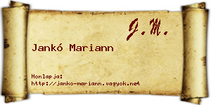 Jankó Mariann névjegykártya