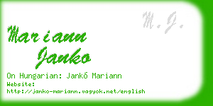 mariann janko business card