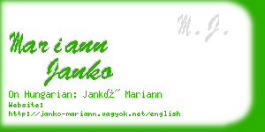 mariann janko business card